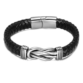 

Boho Jewelry Charm Stainless Steel Geometric Bracelets For Women Vintage Hand-woven Leather Bracelet Pulseras Accessories Mujer