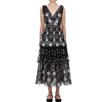 

Woman Dress High Quality V Neck Backless Mesh Dresses for Party