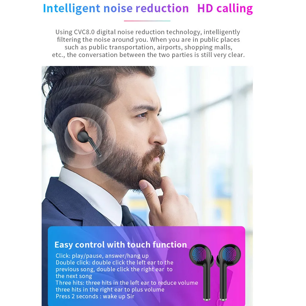 bluetooth wireless earphones For Huawei Wireless 5.0 TWS in-Ear Earbuds IPX5 Waterproof Headset 3D Stereo Sound Sport Earpiece