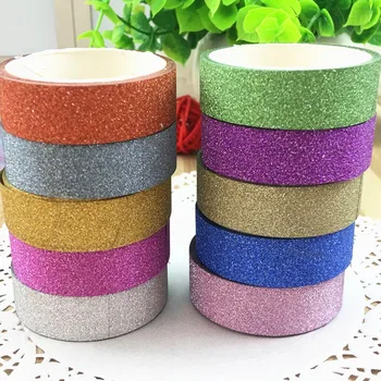 

5pcs/10pcs Glitter Sticky Paper Masking Adhesive Tape Label Printing DIY Scrapbooking Decor Crafts JR Deals
