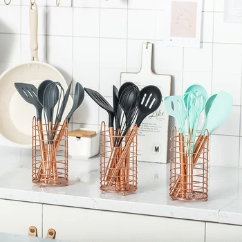 

Silicone Cooking Utensils Set Non-stick Spatula Shovel Stainless Steel Handle Cookware Tools Set With Storage Box Kitchen Tools