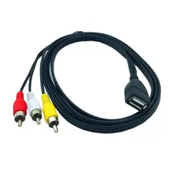 Cable USB A hembra A 3 RCA, conector AV de 1,5 m, 5 pies, adaptador de Audio y vídeo auxiliar para PC y TV, 150cm