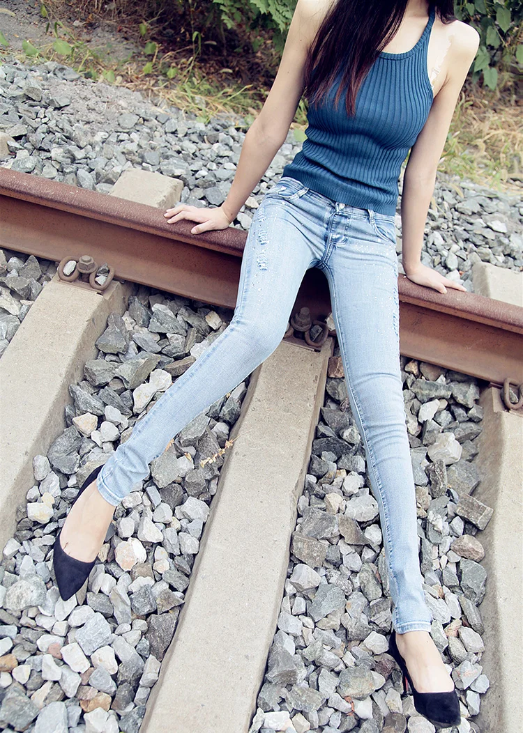 Outdoor Sex Jeans Pants Womens Sexy Exhibitionist Denim Trousers Zipper Open Crotch Sexual Ripped Jeans Exotic Clothing Women