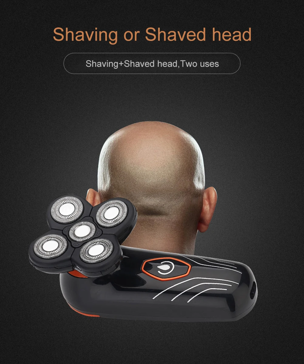 Электробритва, 5 головок, плавающее лезвие, бритва для мужчин, триммер для бороды, бритва, водонепроницаемая, моющаяся, перезаряжаемая машинка для стрижки волос