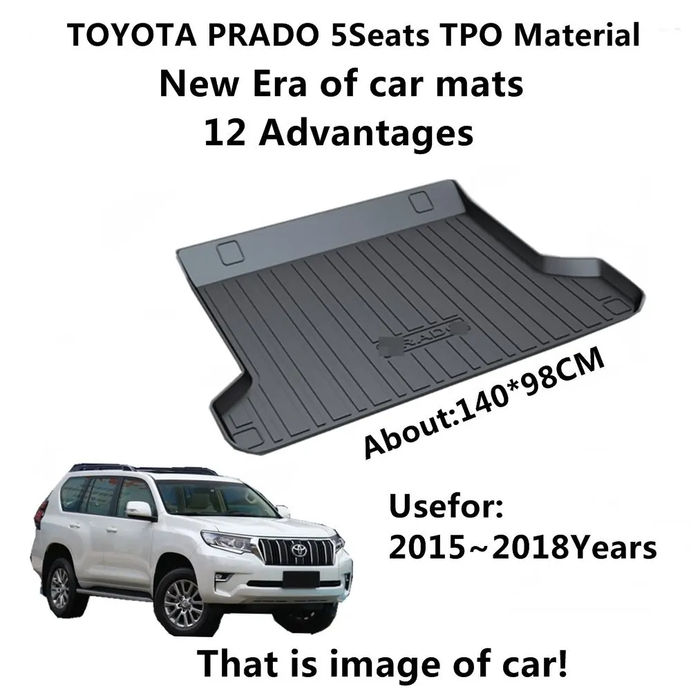 

SJ ALL Weather TPO Car Trunk Mats Tail Boot Cargo Liner Cover Rear Cargo Tray Luggage Pad For Toyota PRADO 5seats 2015-2017 2018