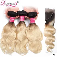 Longqi T1B 613 пряди с фронтальным высоким коэффициентом бразильские волнистые волосы блонд пряди с фронтальным 13X4 волосы remy 10-20 дюймов