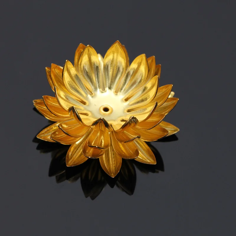 500pcs 11mm Gold Tone Lotus Flower Bead Caps Hollow Flower Bead Caps for Jewelry Making (Rose Gold)