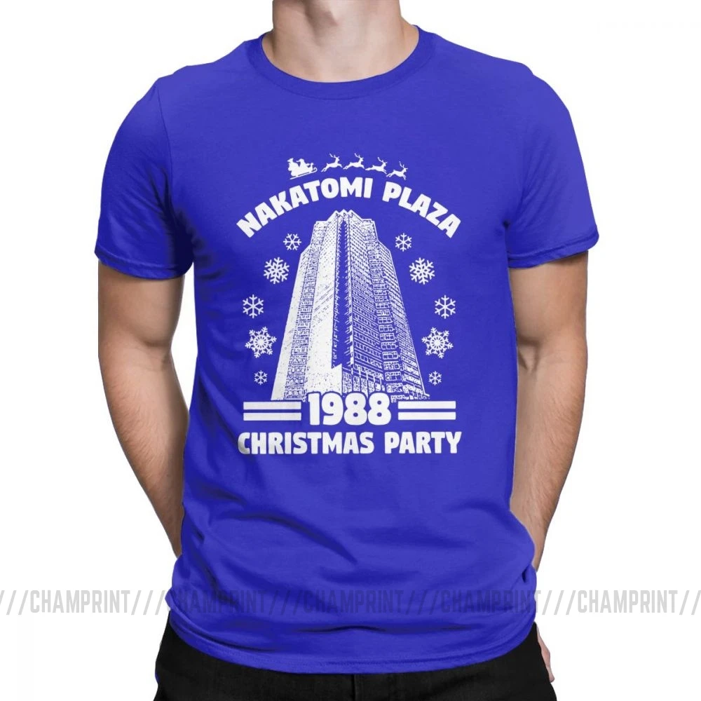 Мужская футболка Nakatomi Плаза, забавная футболка с коротким рукавом для рождественской вечеринки 1988, футболка с круглым вырезом, одежда из хлопка, 4XL 5XL, футболка - Цвет: Синий
