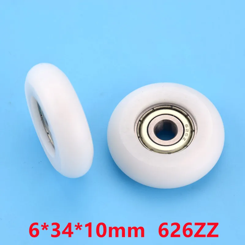 

20 шт./100 шт. 6*34*10 мм 626ZZ подшипник с пластиковым покрытием шкив POM Shell Сферический Радиус 5 мм ролик для двери окна ящика
