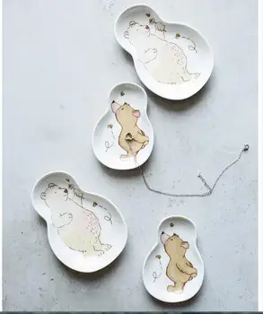 

Big bear and Little Bear Jewelry dish, small dish and small dish, ceramic lovely key dish household creativity