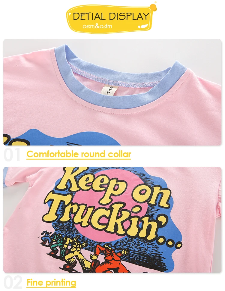 Bulk Children Clothes Casual Kids summer Girl Tops Clothing cartoon print Set wholesale boutique children clothing