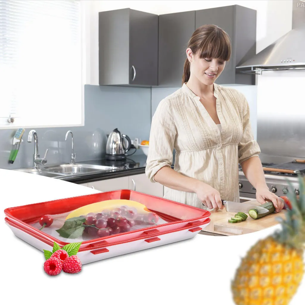 6 шт. креативный лоток для сохранения свежих продуктов, органайзер для сохранения свежих продуктов, поддон, контейнер для хранения еды, холодильник