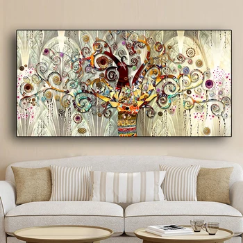 

Tree of life by Gustav Klimt Landscape Wall Art Pictures Painting Wall Art for Living Room Home Decor (No Frame)