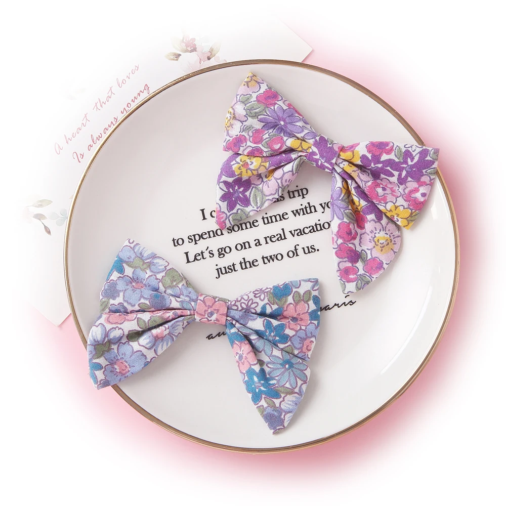 

Korea Print Floral Bow Hairpins Headbands For Girls Cute Plaid Cotton Bow Head Band Girl Headwear Hair Accessories Hair Clips