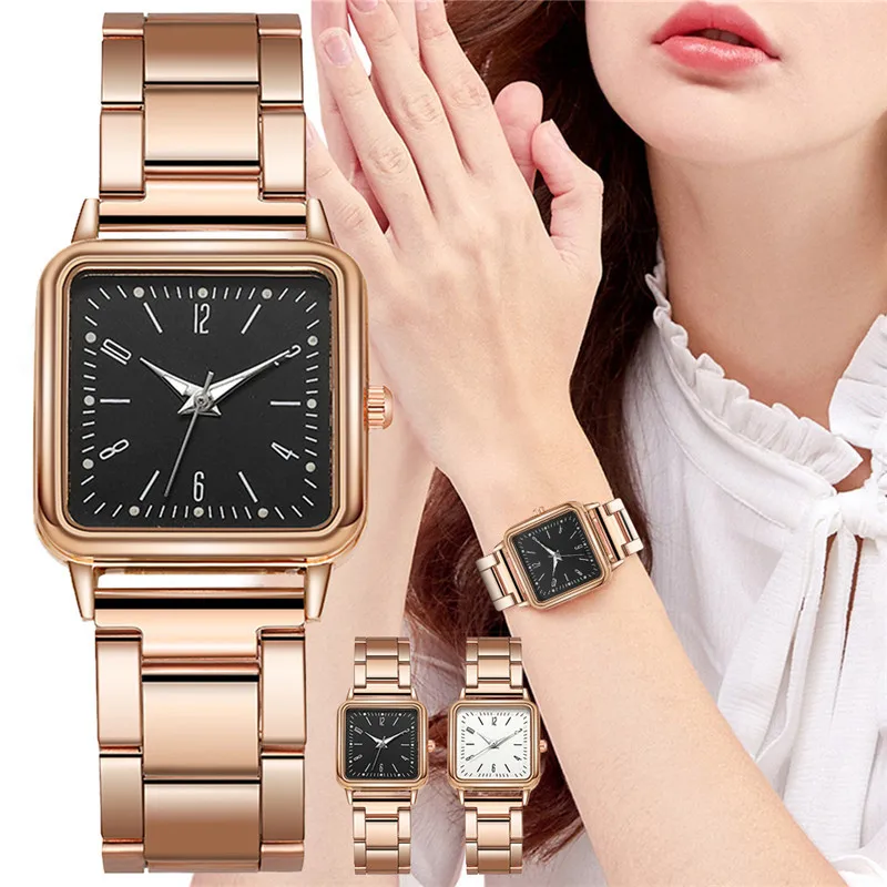 

Montre Femme Women Luminous Arabic Numbers Square Watches Luxury Ladies Quartz Stainless Steel Watches Clock Relogio Feminino