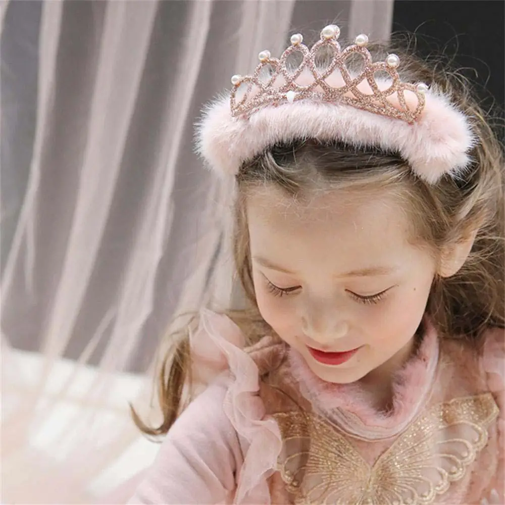 

1PC Lovely Kids Girl Gift Festival Party Crown Headband Hair Band Headwear Bow Pearl Hair Hoop Christmas Birthday Headwear