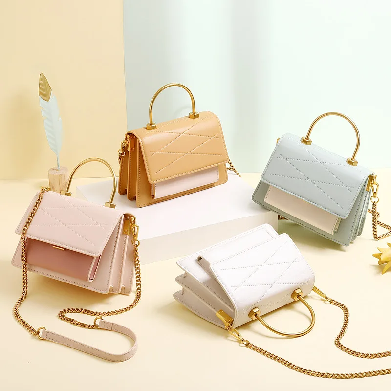 

WOMEN'S Bag 2019 New Style Cowhide Shoulder Bag Summer Small CK One-Shoulder Handbag Online Celebrity Organ Chain Square Sling B