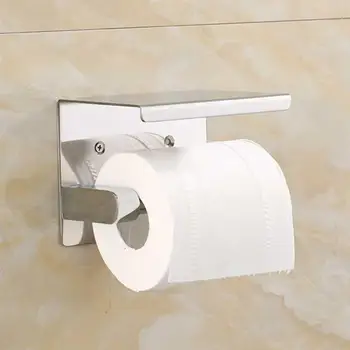 

Roll Paper Holder Stainless Steel Toilet Paper Holder Toilet Tissue Storage Shelf Cellphone Storage Rack For Kitchen Bathroom