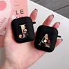 Cute Floral Gold Initial alphabet Letter AirPods Case For Airpod 2 Cases Silicone Wireless Bluetooth Earphone Cover Matte Black ► Photo 2/6