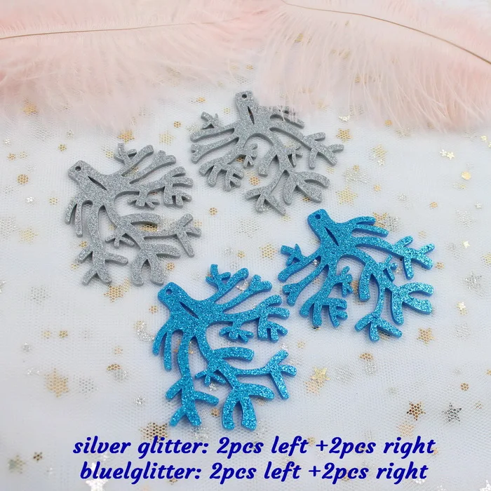 Blue glitter-8pcs 60 мм акриловые серьги в виде дерева, блестящие матовые зеркальные серьги-капли, высокое качество, экологичный акриловый лазерный вырез 2,"-AC1580 - Цвет: Blue glitter-8pcs