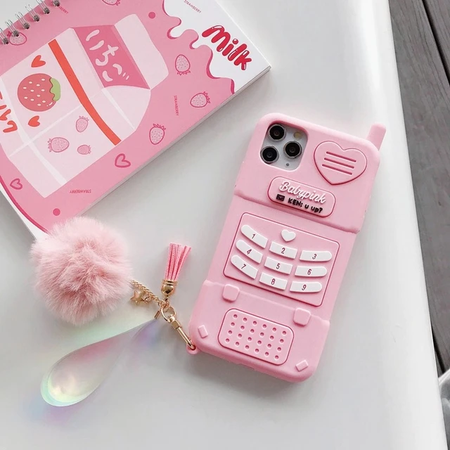 For iPhone 5 6 7 8 11 Pro X XR XS Max /Plus New 3D Cartoon Animal Soft Silicone Case Cell Phone Back Cover Skin Shell Shockproof Pink Heart Phone