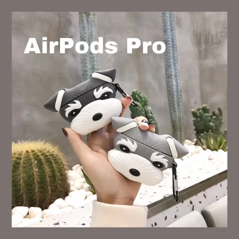

Air Pods Rechargeable Headphone Case Charging Protective Case Apple AirPods 3D Cute Schnauzer Dog 1 2 Pro Headphone Case