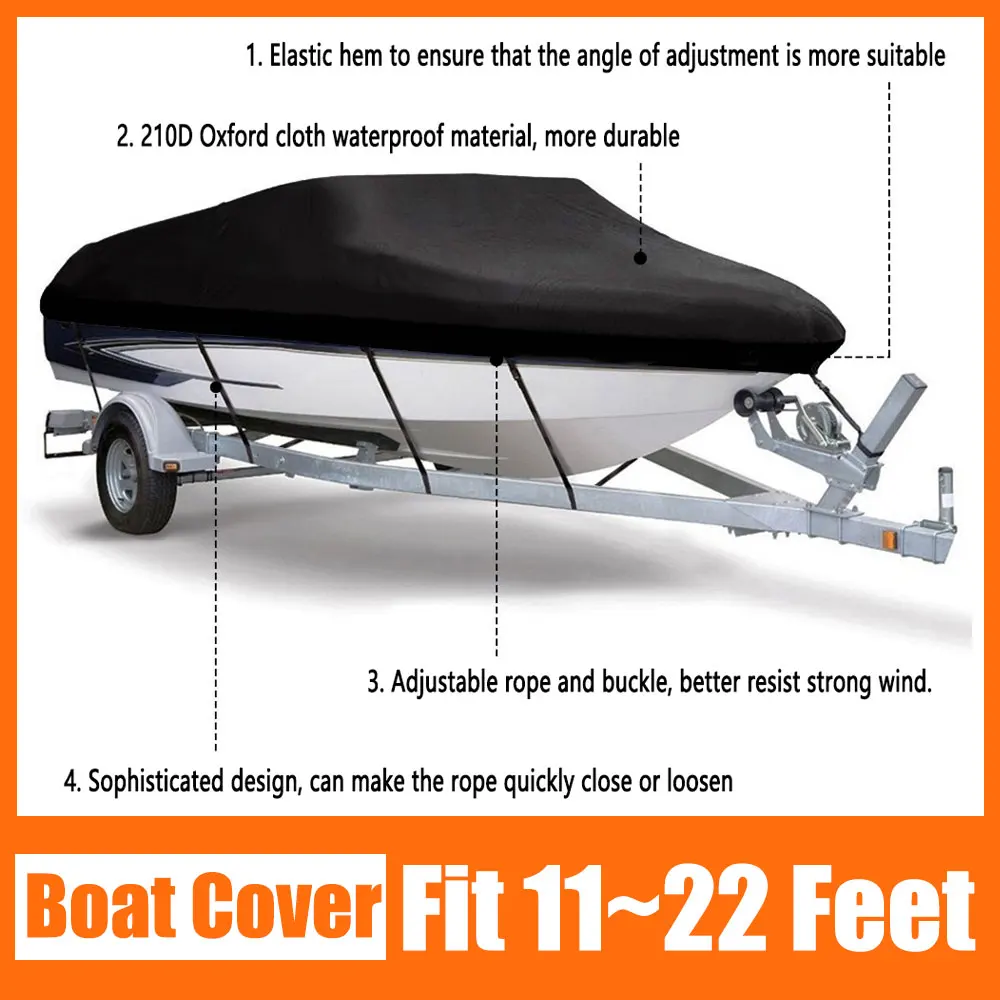 Waterproof Boat Cover Yacht Cover Multi-Size Size : 11-13ft Sunshade Oxford Cloth UV Protection Cover 