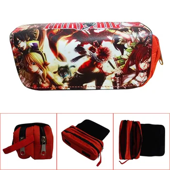 

Lovely Fairy Tail Pencil Bags Wallet Animation Big Capacity Leather Zipper Pen Cases Naz Gray Student Kids Stationery Purse