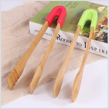 

Bamboo Baked Goods Clip 2 Colours Removable Handheld Multifunction Silicone Grip Tableware kitchen Tools