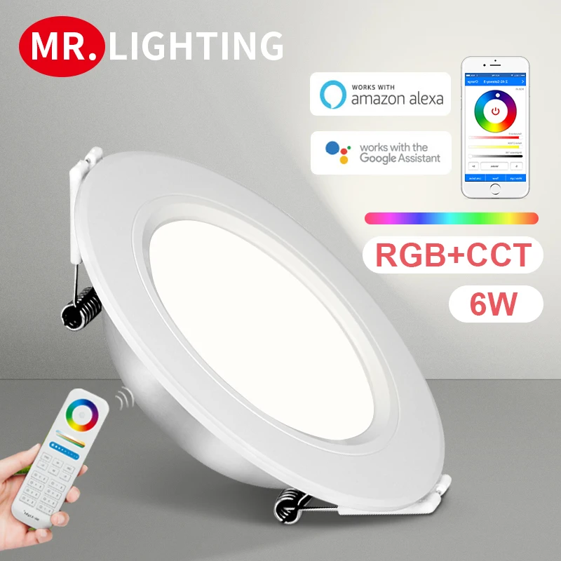 

Smart LED lamp Miboxer 6W RGB + CCT LED downlight FUT068 round AC 100V-240V brightness dimmable living room bedroom downlight