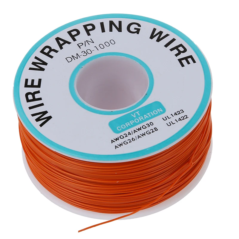 PCB Solder Orange Flexible 0.5mm Outside Dia 30AWG Wire Wrapping Wrap 1000Ft | Обустройство дома