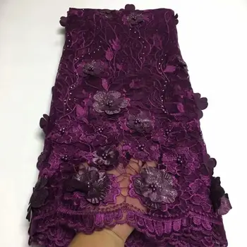 

2019 African lace fabric french net lace fabric 3D flower guipure lace fabric high quality 5 yards