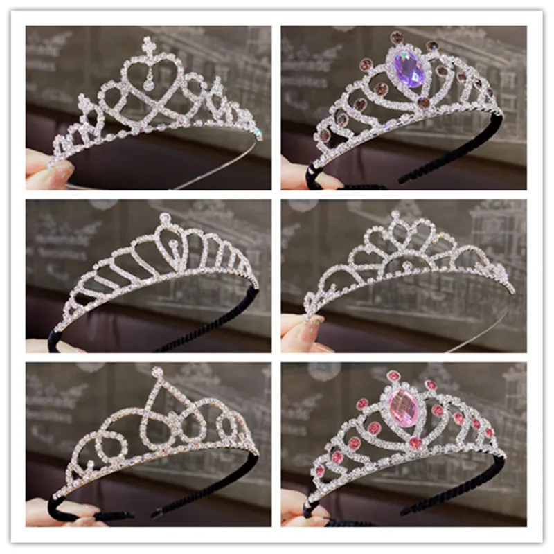 Princess Children'S Tiara Red Bride Crown Floral Wedding Accessori Per Capelli Da Sposa Copricapo Di Gioielli Per Capelli Dorati