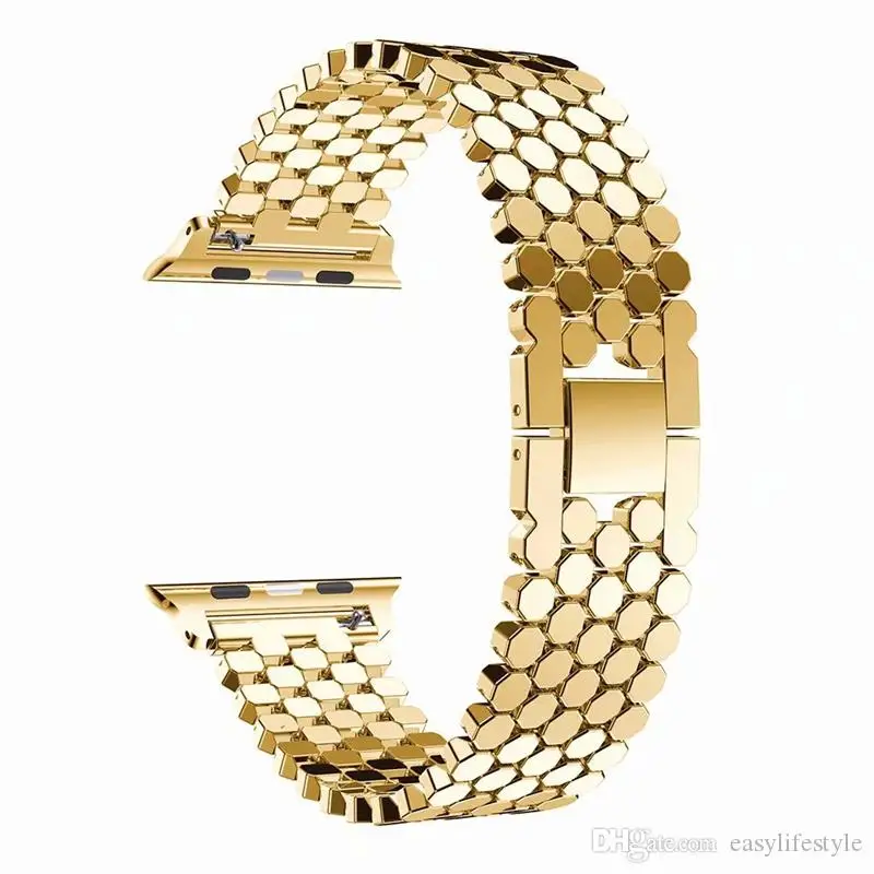 luxury Fish Scale Stainless Steel Replacement Band Strap for apple watch series 5 4 3 2 1 38mm 42mm 40mm 44mm
