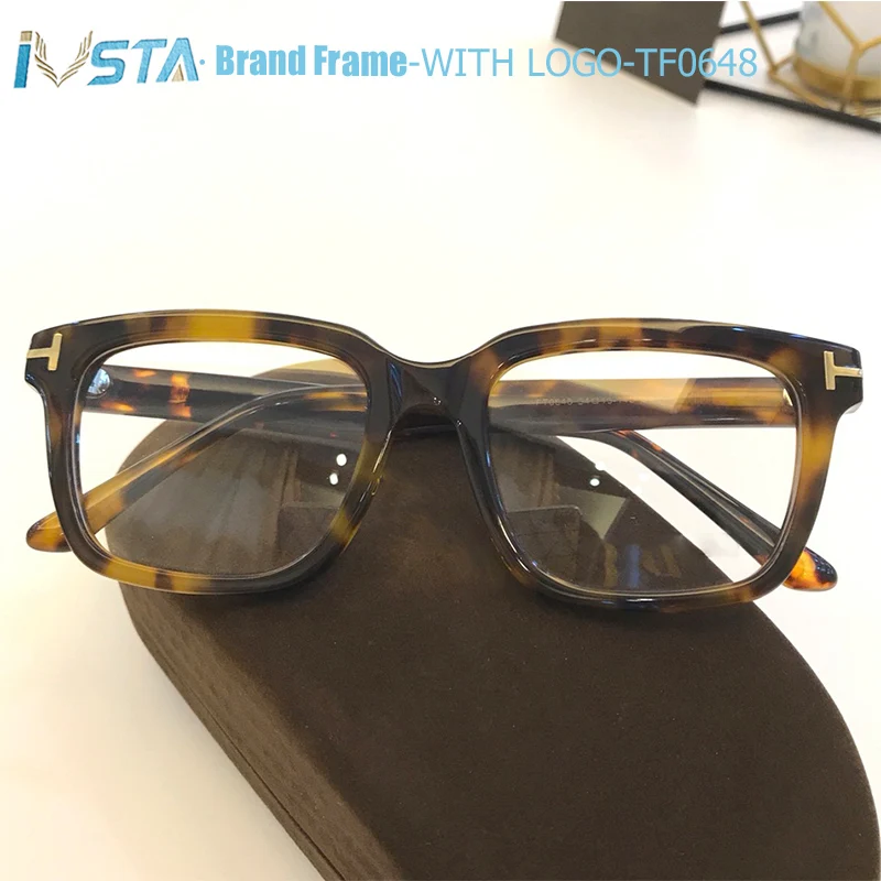 

IVSTA TF0648 with Logo Top Quality Spectacle Frame Prescription Glasses Acetate Square Luxury Brand Myopia Glasses Men with Box