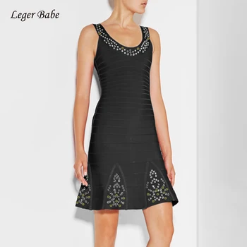 

Sequined Dress Sexy Women Ruffles Sleeveless Knitted Rayon Bandage Dresses Celebrity Evening Party Club Vestidos Verano Female