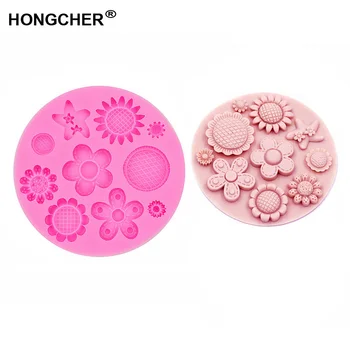 

New Sunflower chrysanthemum small starfish shape chocolate mold cooking baking tool diy cake silicone mold, kitchen baking tray