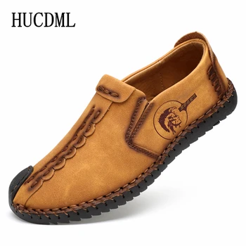 

Leather Casual Shoes Slip-On Men Loafers Black Khaki Yellow Soft Bottom Men Driving Shoes Big Size 38-47 Support Dropshipping