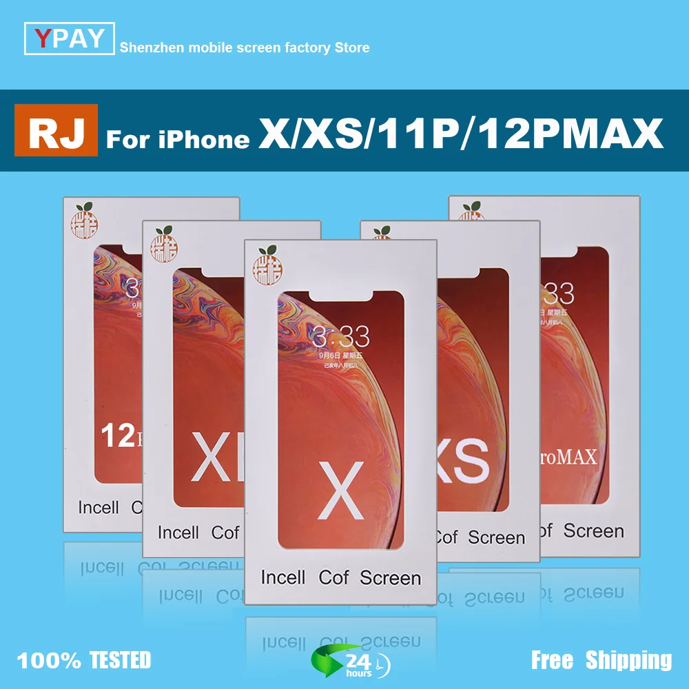 RJ Screen For iPhone X Xs Max 11 12  LCD Display Touch Screen Digitizer Assembly No Dead Pixel Replacement Parts+Gift True tone
