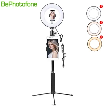 

Photo Studio Phone Video Extendable mini Live Tripod desktop table With LED Ring Light For iPhone X 8 Android SmartPhone