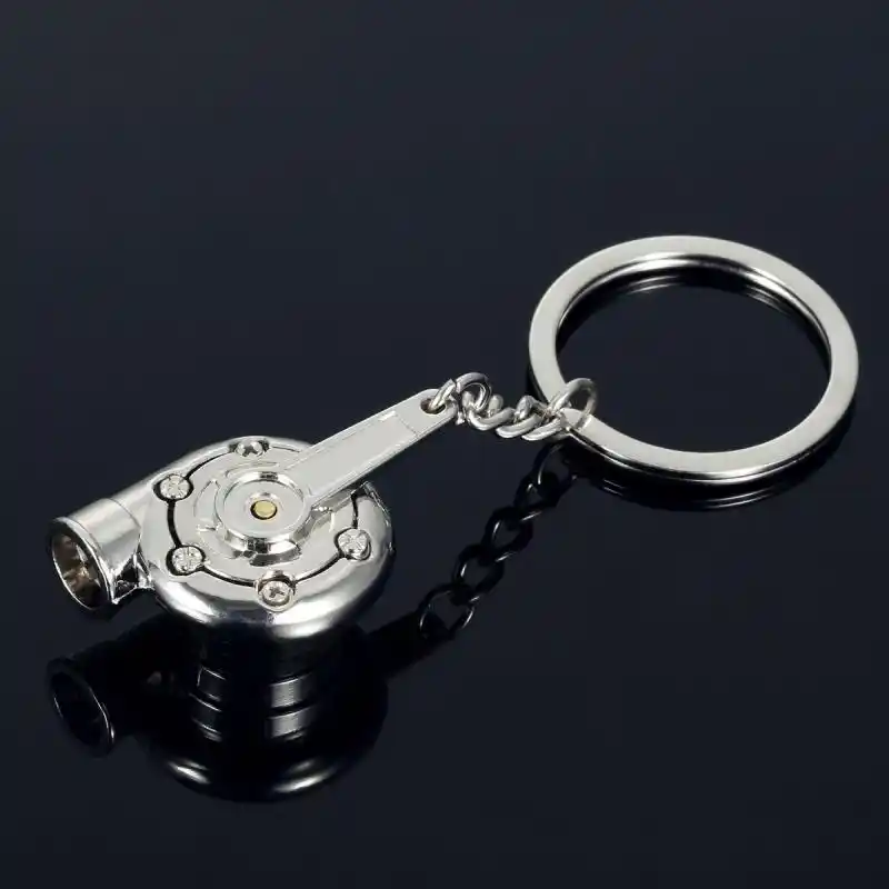 JDM Black Turbo Charger Ball Bearing Spinning Turbine Fan Key Chain Ring FOB