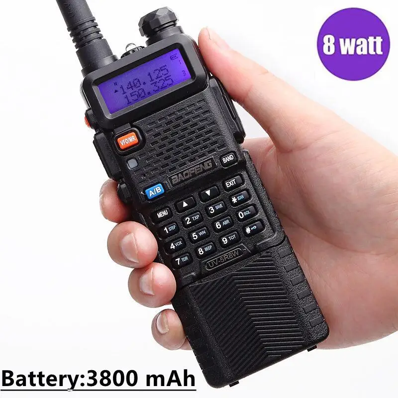 Baofeng Uv5r 8w Powerful Walkie Talkie Portable Comunicador 3800mah 10km Long Range Cb Radio