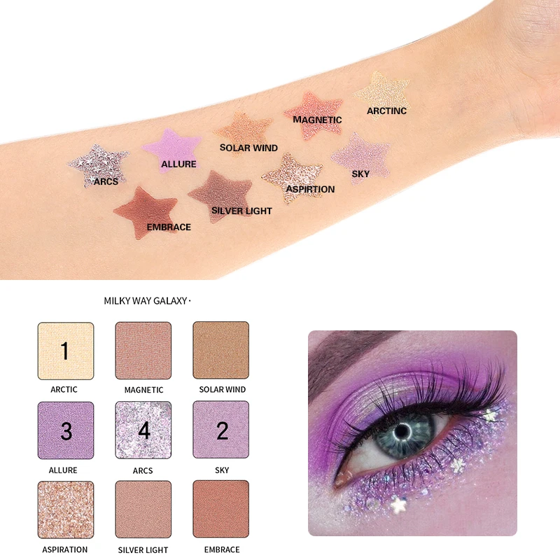 milky way galaxy Pudaier, 9 цветов, перламутровые матовые тени для век, макияж, стойкая палитра, натуральные тени для век, Обнаженные глаза, макияж, косметика, TSLM1 - Цвет: milky way galaxy