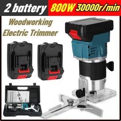 Défonceuse électrique 800W, batterie au lithium, 2 pièces, fraiseuse à bois, Machine à découper, routeur 