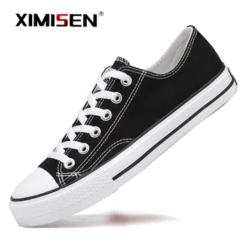 

Men Canvas Shoes 2020 New Spring Autumn Fashion Solid Color Men Vulcanized Shoes Lace-up Solid color Casual Shoes Men Sneakers