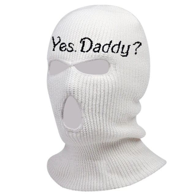 Fashion Yes Daddy Embroidery Ski Mask Full Face Cover Headgear 3-Hole Knitted Balaclava Warm Beanie Hat Warm for Winter Outdoor best beanies