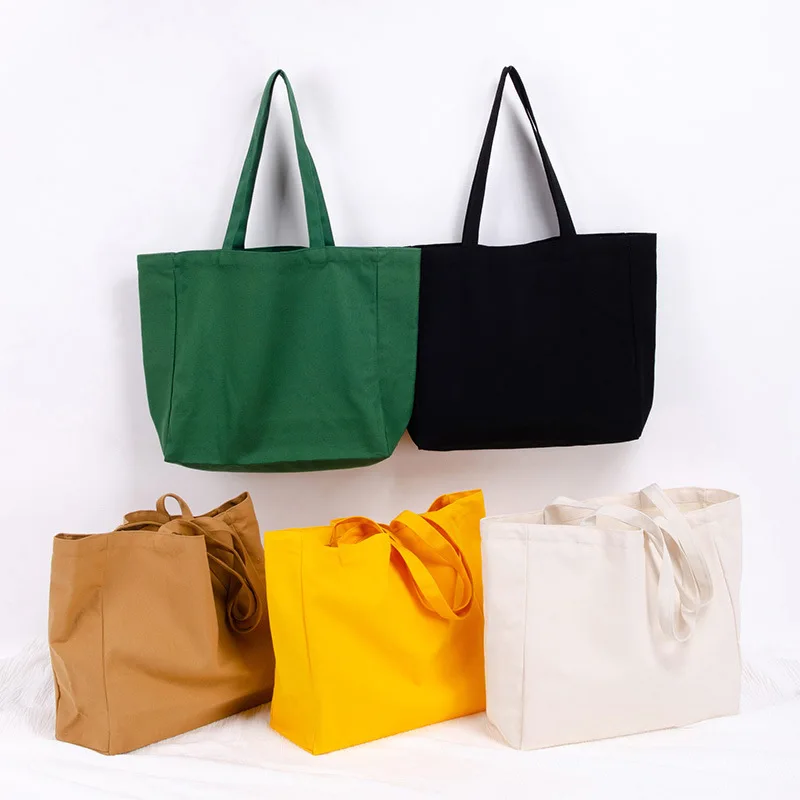 Solid Plain Go Green Printed Cotton Canvas Tote Bag