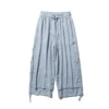 Men Linen Harem Pants Men Breathable Solid Color Irregular Wide Leg Pants Male Street White HanFu Kongfu Skirt Trousers 5XL 5