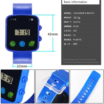 

Kids Electronic Watch Children Comfortable Silicone Strap Square Dial Sports Watches for Boys Girls HSJ88