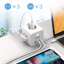 

TESSAN EU Plug Socket Travel Power Strip with 3 AC Outlets 3 USB Ports On/Off Switch 1.5m Extension Cord for Smartphone, Laptop